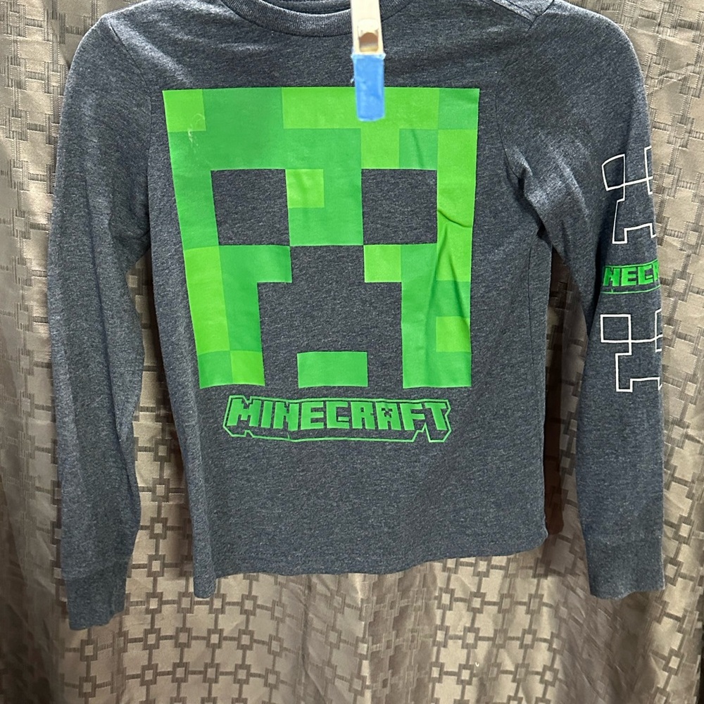 Kids Minecraft Long Sleeve Shirt - Charcoal and Lime